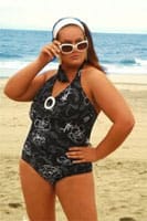 Swimsuitsforall - White Roses Two Piece Plus Size Halterkini swimsuit - 24,90$